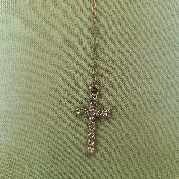 Double Cross Sterling Silver Drop Necklace - Picture 5 of 10